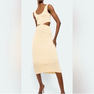 Zara Butter Yellow Knit Midi Dress